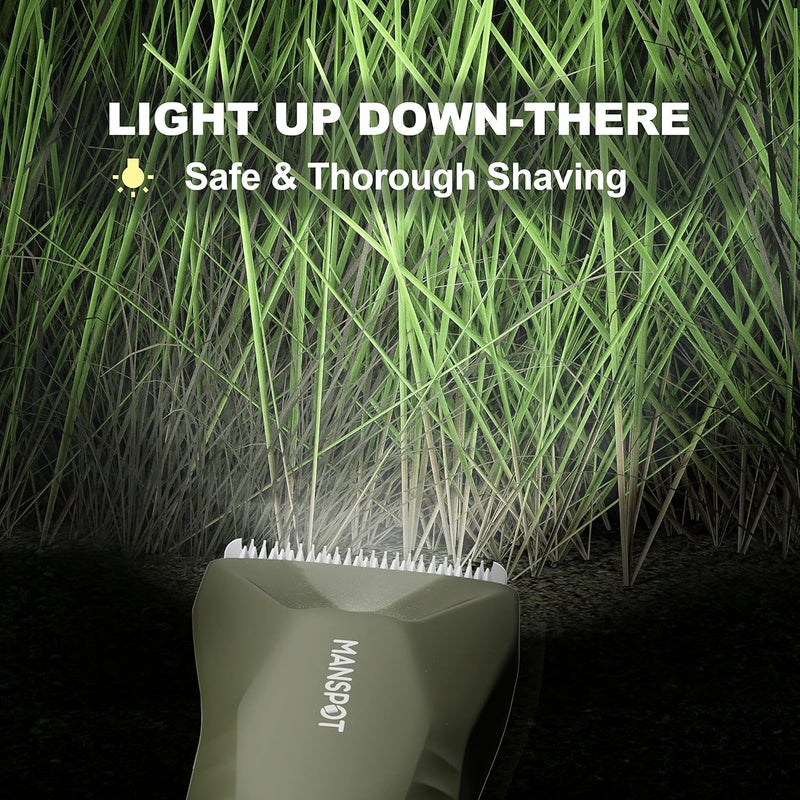 MANSPOT Manscape Trimmer for Men Ball/Pubic/Groin, Electric Body Hair Trimmer, Replaceable Ceramic Blade Heads,Waterproof for Wet/Dry Use,Standing Recharge Dock,90 Minutes Shaving After Charged(Green) - Image 3